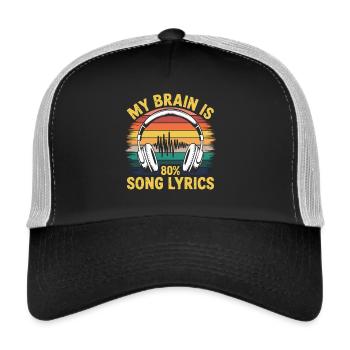 Musique au lieu de pensées – Chemise lyrique de chanson - Casquette trucker  - noir/gris pierre - Devant