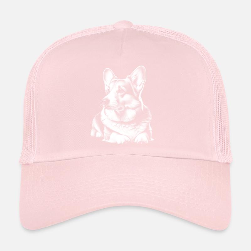 Corgi mignon en pose allongée Casquette trucker 