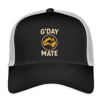 G’day mate – Salutation australienne - Casquette trucker  - noir/gris pierre - Devant