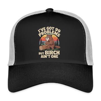 Funny beaver with birch joke - Trucker Cap - black/stone grey - Front