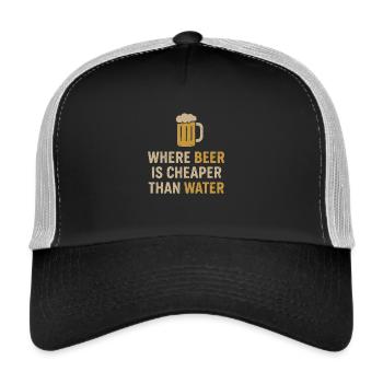 Où la bière est moins chère que l’eau - Casquette trucker  - noir/gris pierre - Devant