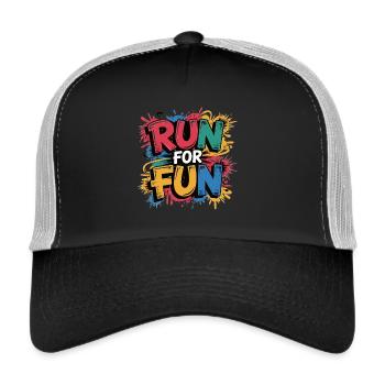 Run for Fun Laufshirt - Trucker Cap - Schwarz/Steingrau - Vorne