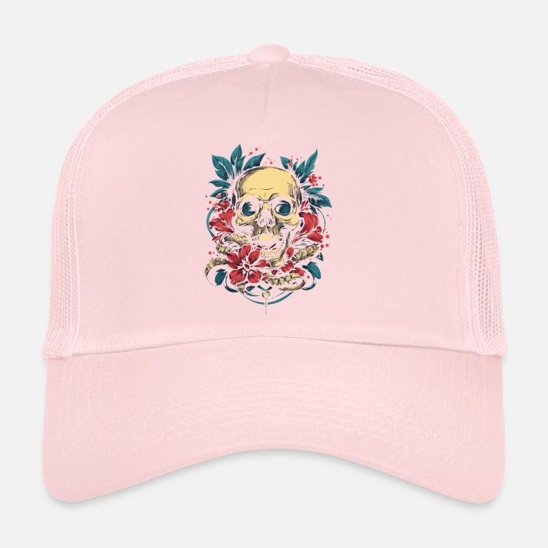 Tropical skull with flowers Trucker Cap