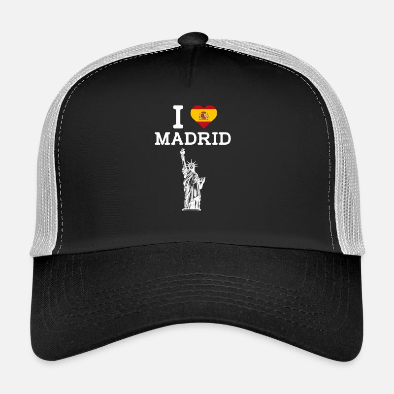 Ich liebe Madrid Coole Freiheitsstatue Herz Flagge Trucker Cap