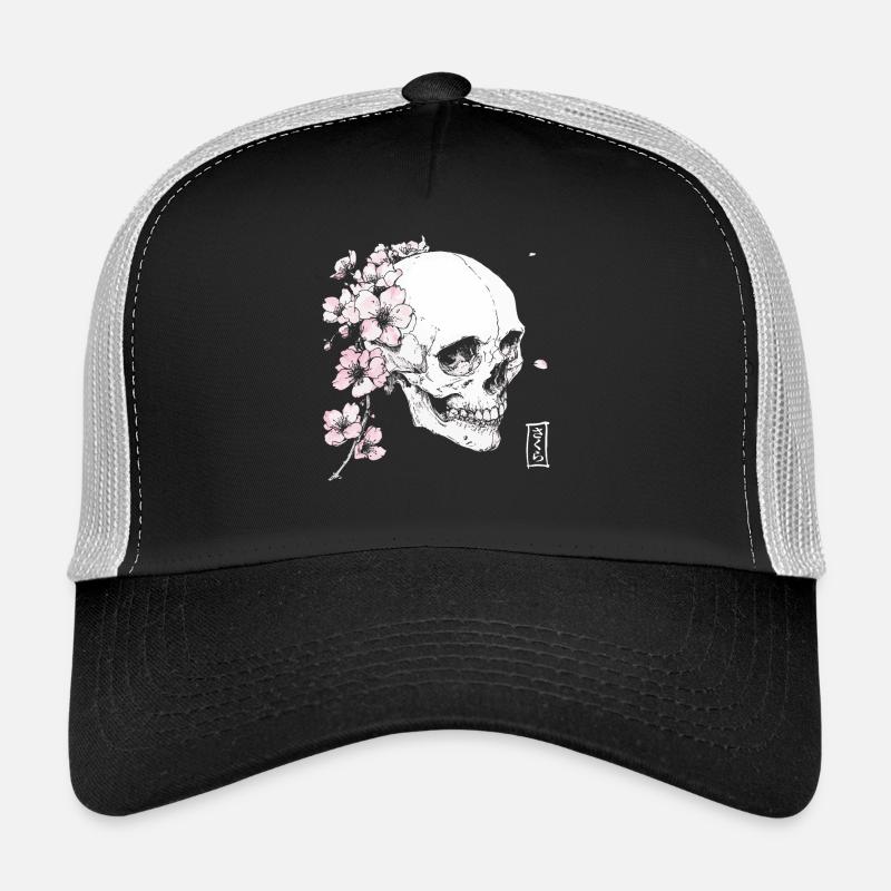 Cherry blossom skull in Japan style - Trucker Cap - black/stone grey