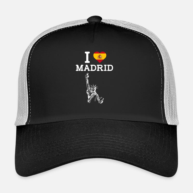Ich liebe Madrid Herz Flagge Spanien Freiheitsstatue Trucker Cap