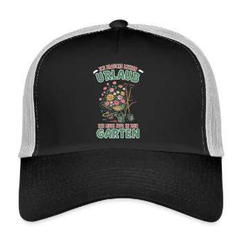 Urlaub im Kleingarten - Garten und Gärtner Sprüche - Trucker Cap - Schwarz/Steingrau - Vorne