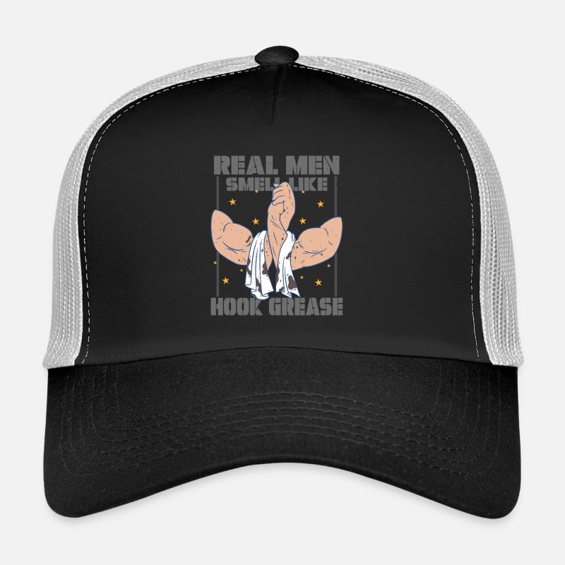 Hafenarbeiter Real Men Smell Like Hook Greash - Trucker Cap - Schwarz/Steingrau