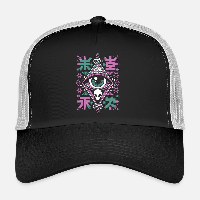 Mysterious Future Alien Eye Geometric Design Trucker Cap