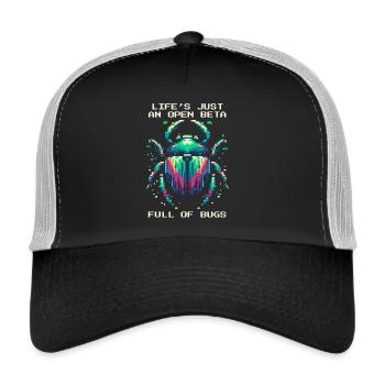 Bug Life Beta Bugs Retro Pixel Art Humor Gaming - Trucker Cap - black/stone grey - Front