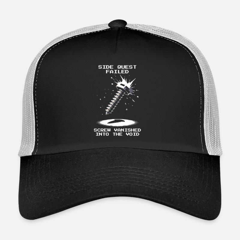 Side Quest Screw Away Precision Mechanics Pixel Retro Trucker Cap
