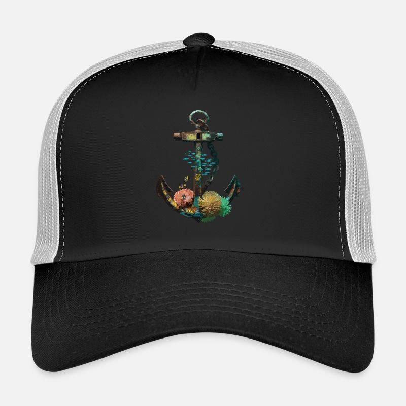 Maritime anchor with corals and fish Trucker Cap