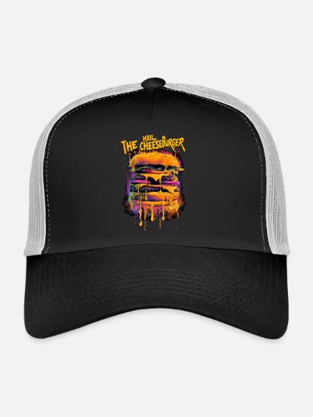 Trippy Hail the Cheeseburger Graffiti Street Style - Trucker Cap - black/stone grey - Front
