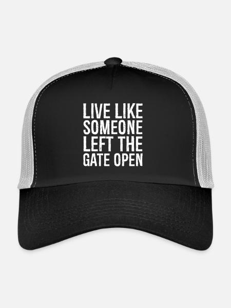 Vivez comme si quelqu’un avait laissé la porte ouverte - Casquette trucker  - noir/gris pierre - Devant
