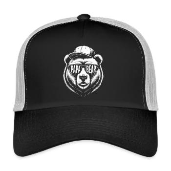 Bär Papa Bear Baby Sohn Geschenk Vatertag - Trucker Cap - Schwarz/Steingrau - Vorne