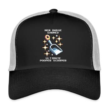 Badge de cuillère à caca | Promenade quotidienne du refuge pour animaux - Casquette trucker  - noir/gris pierre - Devant