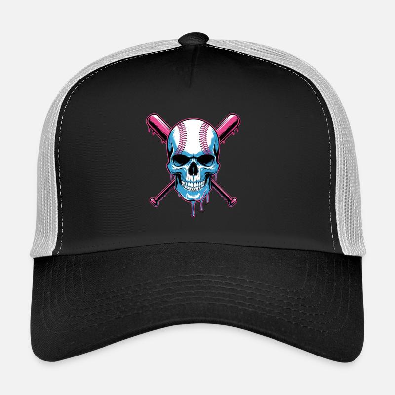 Baseball Skull Baseball Bat Trucker Cap