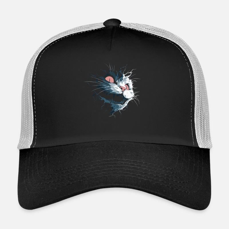 Zerrissene Grinsekatze – düsterer Albtraumblick - Trucker Cap - Schwarz/Steingrau