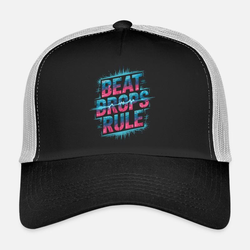 Beat Drops Rule Shirt - EDM Soundwave - Trucker Cap - Schwarz/Steingrau