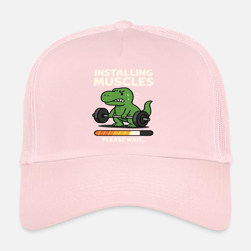 Installing Muscles Please Wait Funny Dinosaurus Trucker Cap