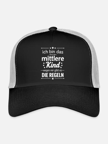 middle child because of me there are rules - Trucker Cap - black/stone grey - Front