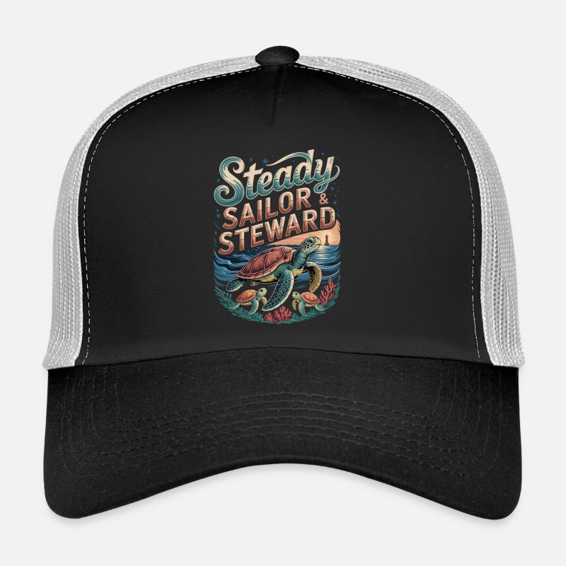 Turtles, Ocean and Lighthouse Trucker Cap