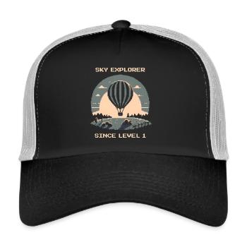 Pilote de ballon depuis le niveau 1 | flottabilité ciel vent - Casquette trucker  - noir/gris pierre - Devant