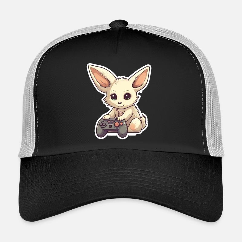 A cute fennec fox playing video games Trucker Cap