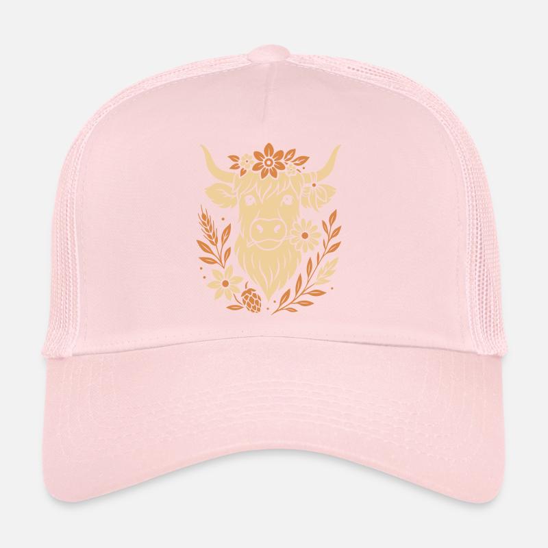 Vache Highland - Boeuf Highland avec fleur Casquette trucker 