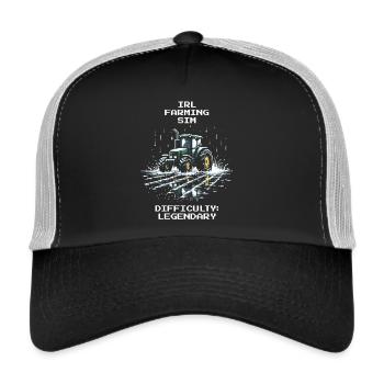 IRL Farming | Difficulty: Legendary - Trucker Cap - black/stone grey - Front