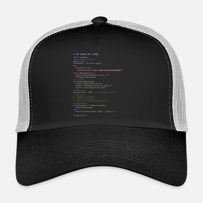 404 Brain Not Found Python Code Trucker Cap