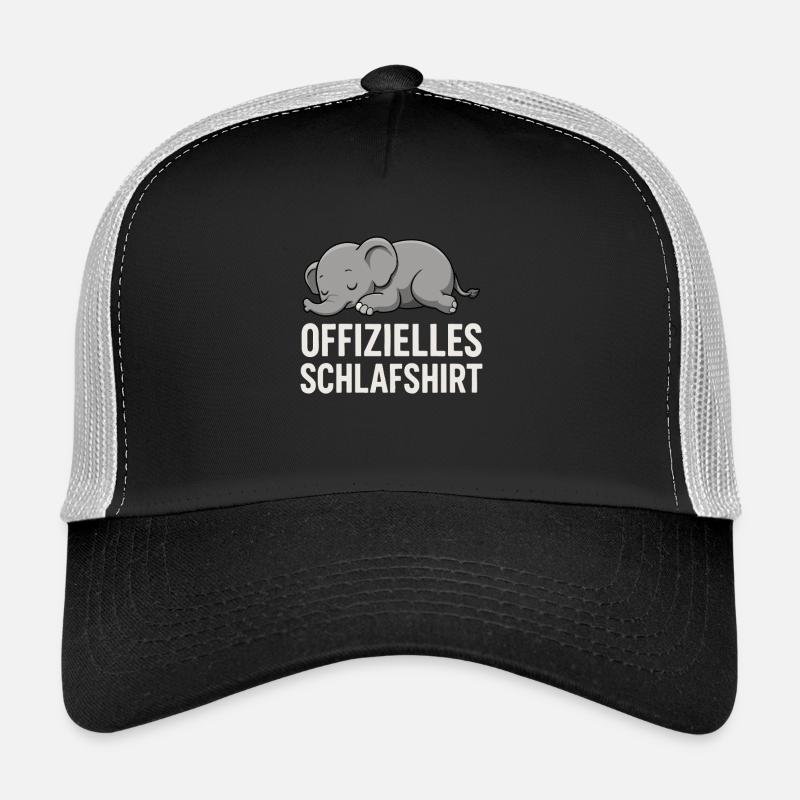 Offizielles Schlafshirt mit süßem Elefanten - Trucker Cap - Schwarz/Steingrau
