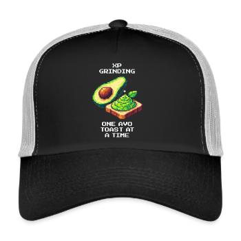 Mouture XP | Avo Toast Level Up dans un style rétro - Casquette trucker  - noir/gris pierre - Devant