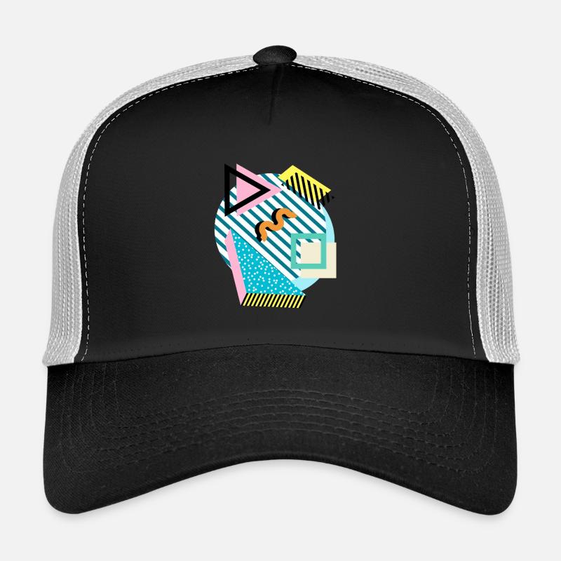 Memphis Mix – Retro Shapes & Farben - Trucker Cap - Schwarz/Steingrau