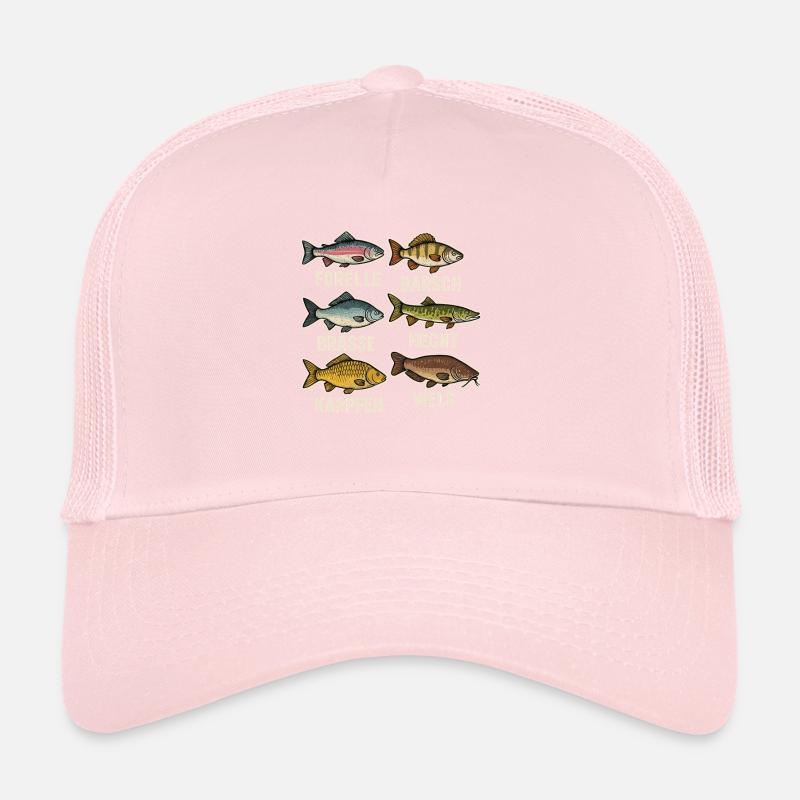 Vue d’ensemble des espèces de poissons – Conception de pêcheur à la truite Casquette trucker 
