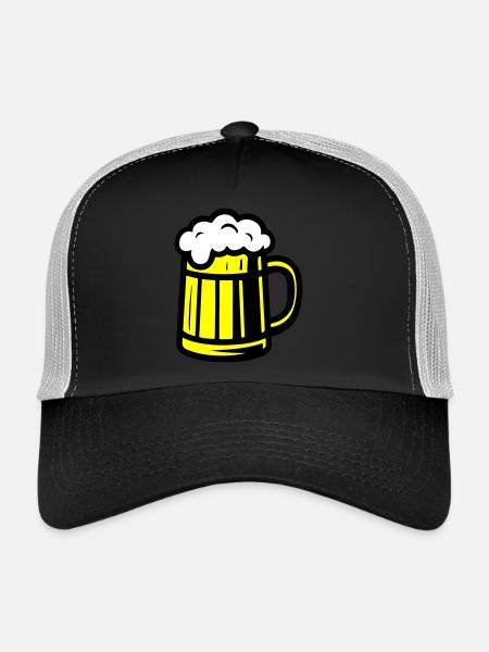Chope à bière en verre à bière - Casquette trucker  - noir/gris pierre - Devant