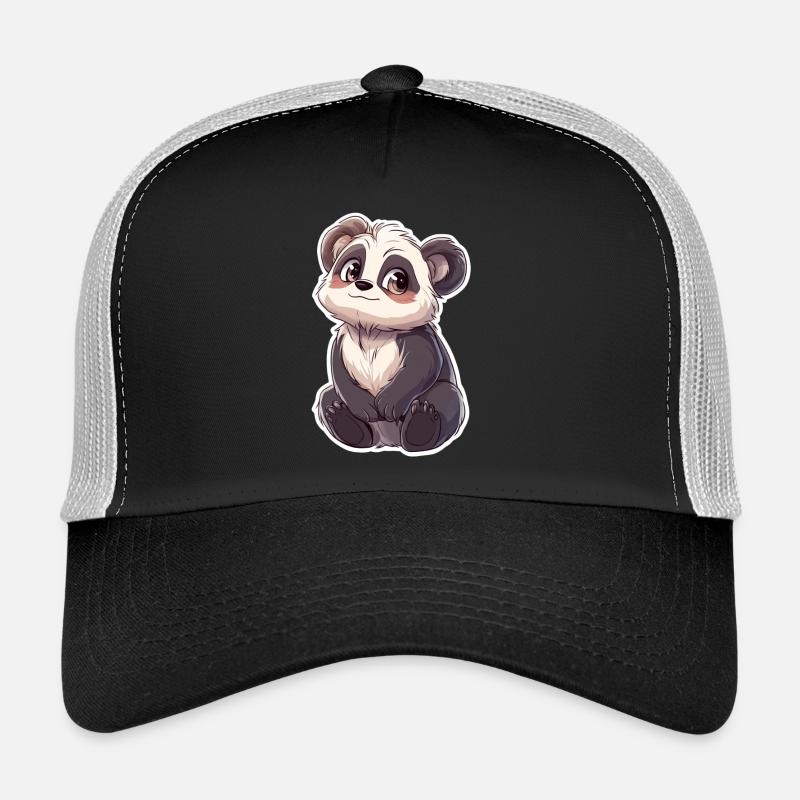 Süsser Pandabär – Geschenk für Kinder - Trucker Cap - Schwarz/Steingrau