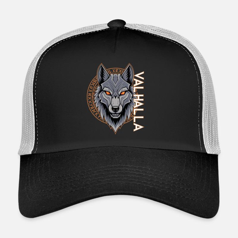 Conception de la rune du loup nordique Valhalla Casquette trucker 