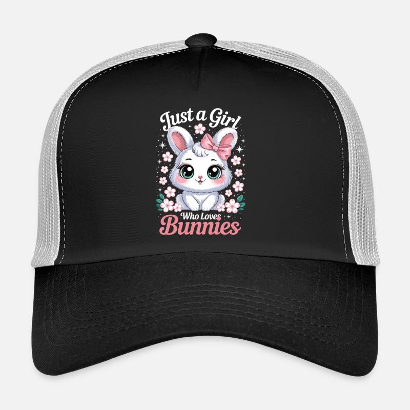 Mignon lapin avec arc et fleurs Casquette trucker 