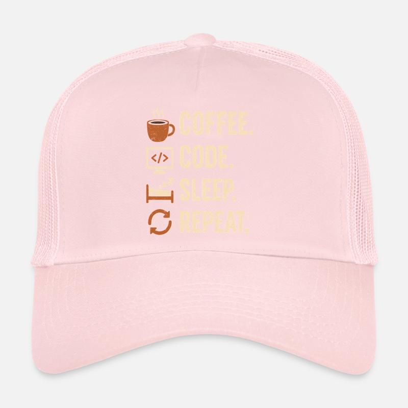 Codeur Geek Routine – Café, Code, Dodo, Encore Casquette trucker 