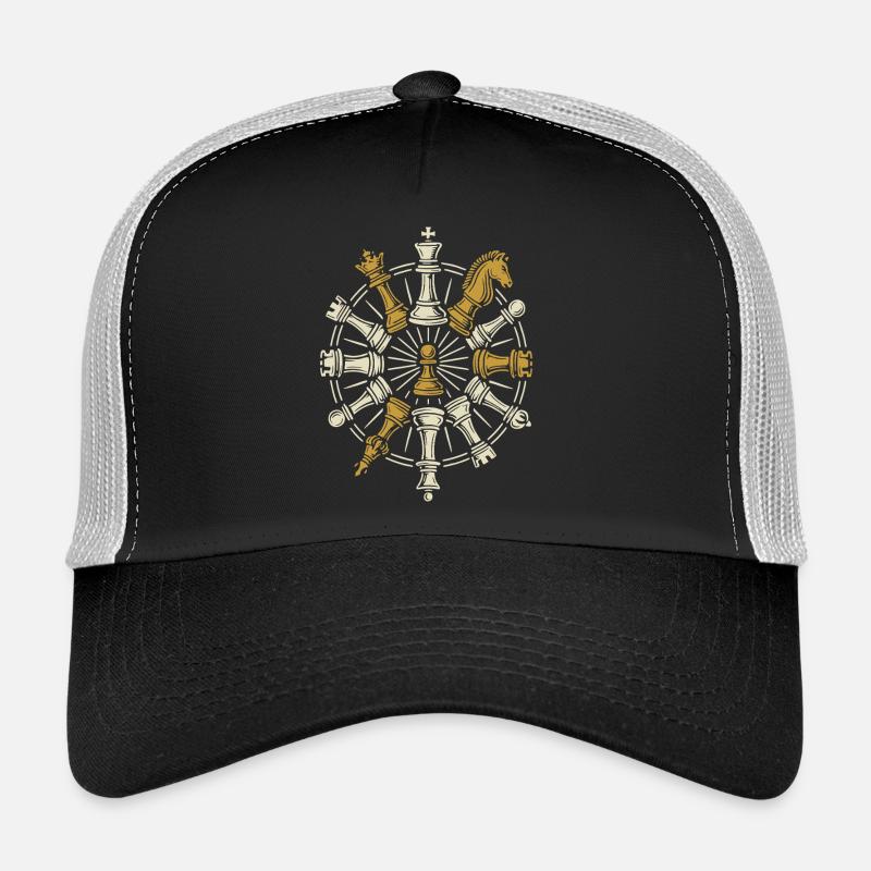 pièces d’échecs roue mandala jeu de société de joueur d’échecs Casquette trucker 