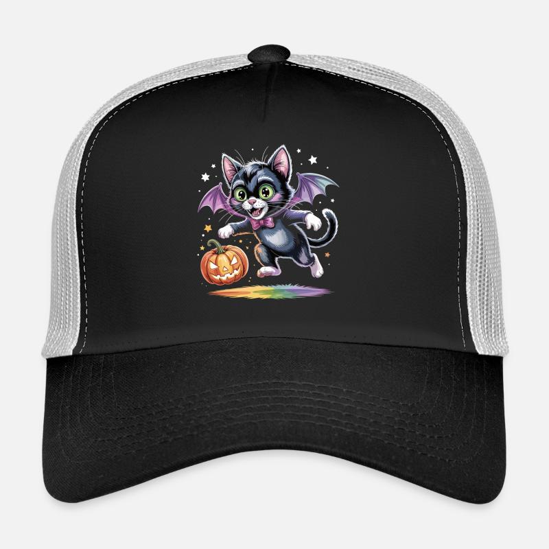 Chat chauve-souris avec citrouille Casquette trucker 