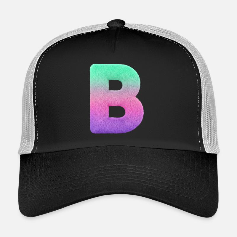 Lettre B avec fourrure et dégradé pastel Casquette trucker 