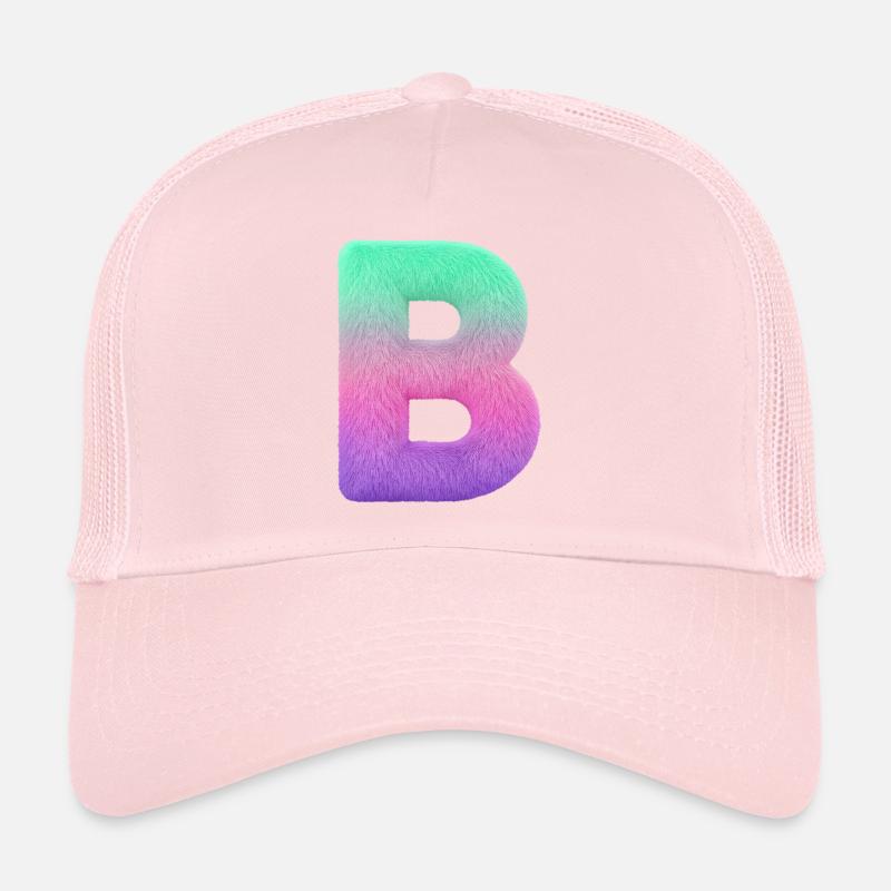 Lettre B avec fourrure et dégradé pastel Casquette trucker 