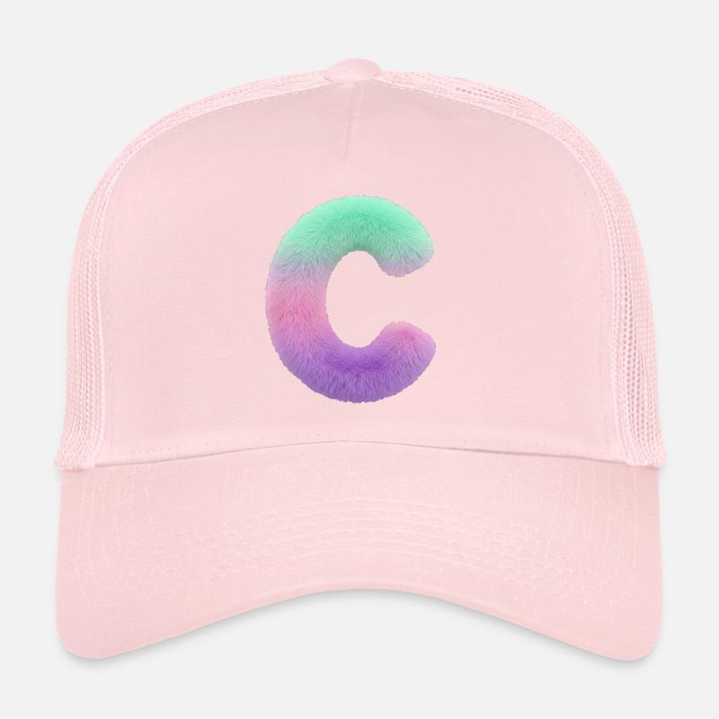 Lettre C aspect fourrure et dégradé de couleurs Casquette trucker 