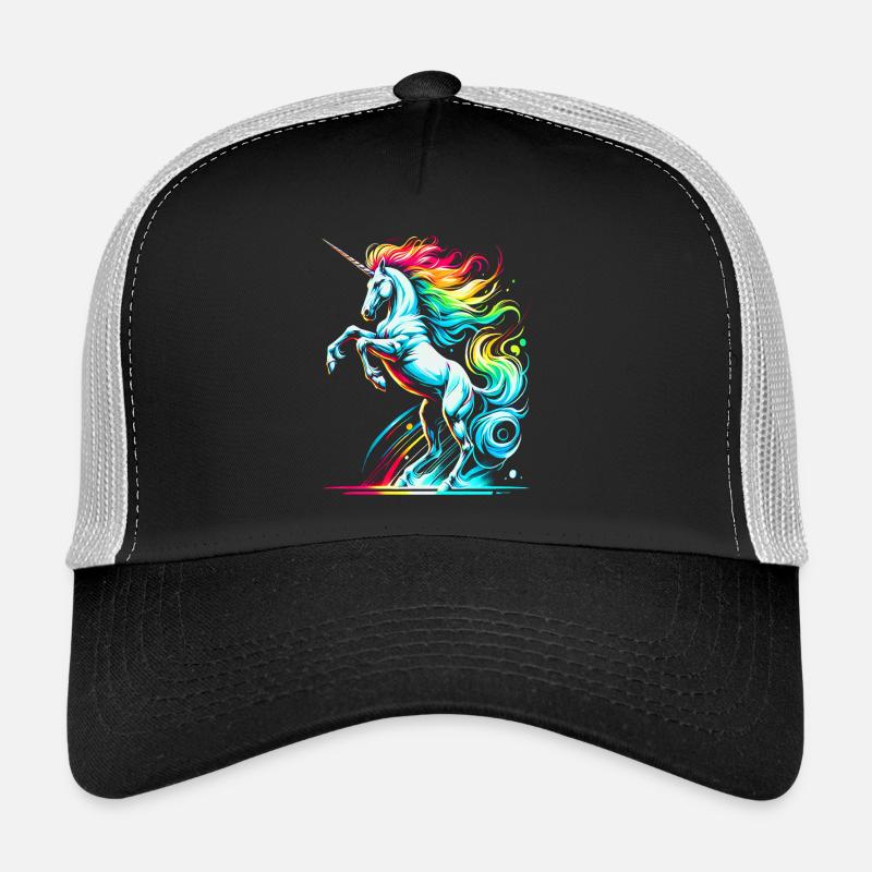Lebendige Neon-Einhorn-Toleranz-Illustration Trucker Cap