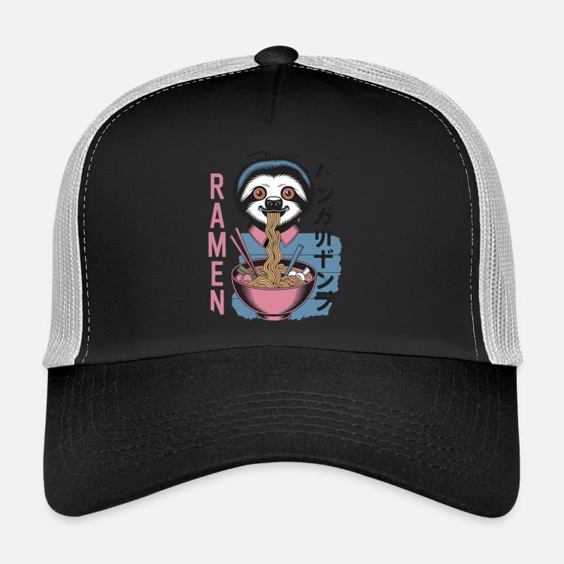 Sloth Eats Ramen Japon Noodle Design Casquette trucker 