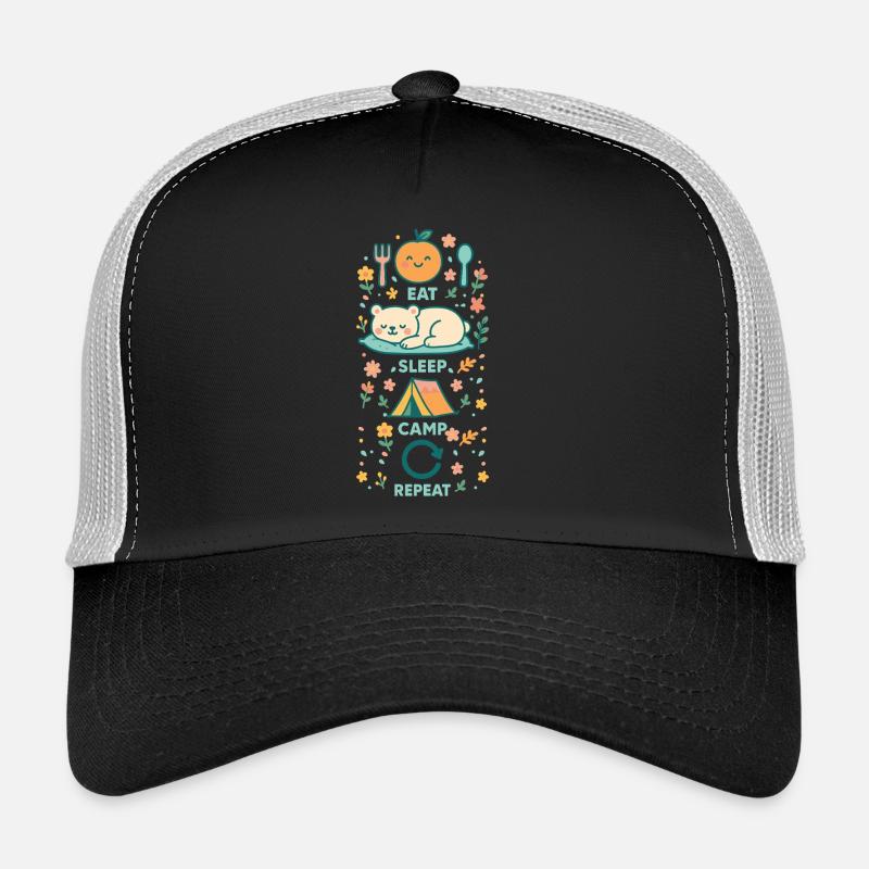 Manger Dormir Camp Répéter Funny Camper Casquette trucker 