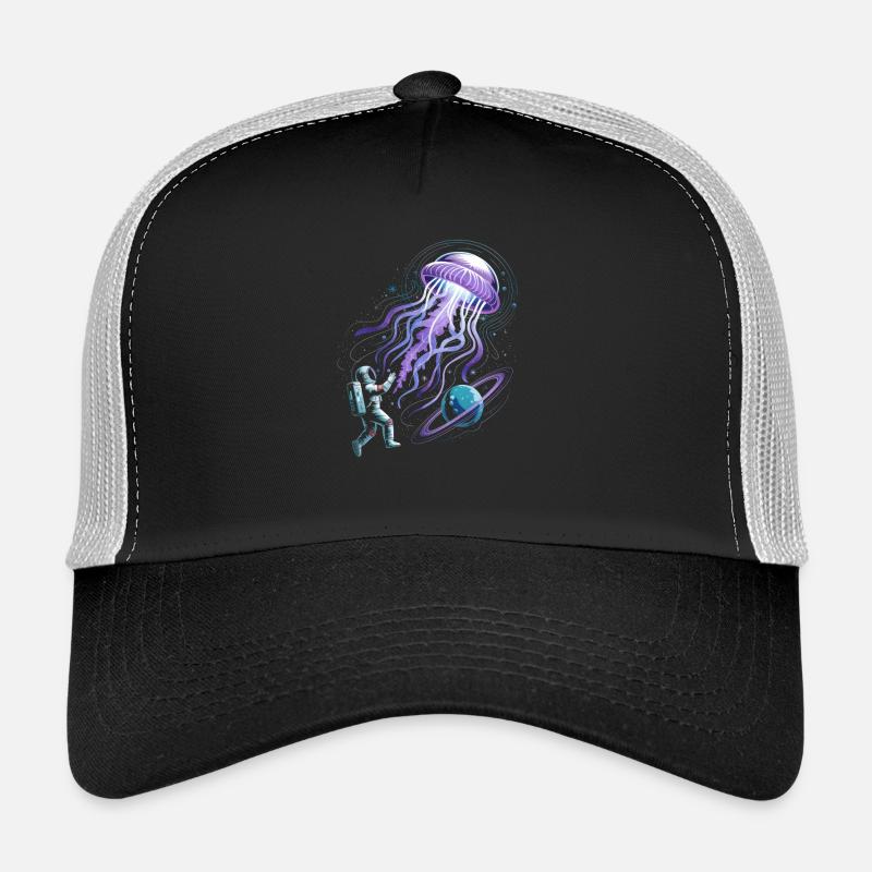 Aventure spatiale avec un astronaute et des méduses Casquette trucker 