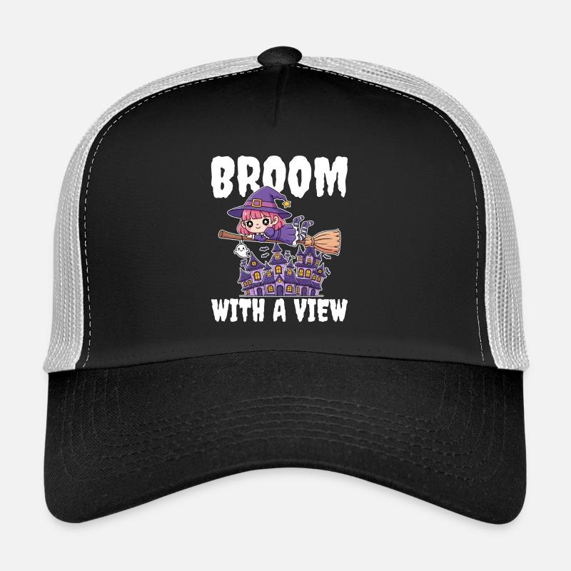 BROOM WITH A VIEW - WITCH HALLOWEEN Trucker Cap